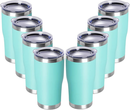 DOMICARE 20oz Tumbler with Lid Stainless Steel Tumblers Bulk, Double Wall Vacuum Insulated Coffee Travel Mug Powder Coated Tumbler, 8 Count (Pack of 1) Navy