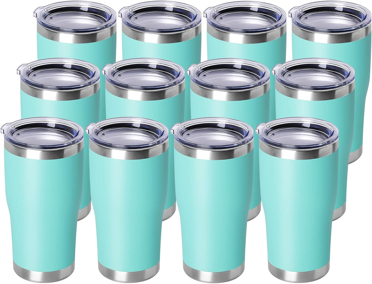 DOMICARE 20oz Tumbler with Lid Stainless Steel Tumblers Bulk, Double Wall Vacuum Insulated Coffee Travel Mug Powder Coated Tumbler, 8 Count (Pack of 1) Navy