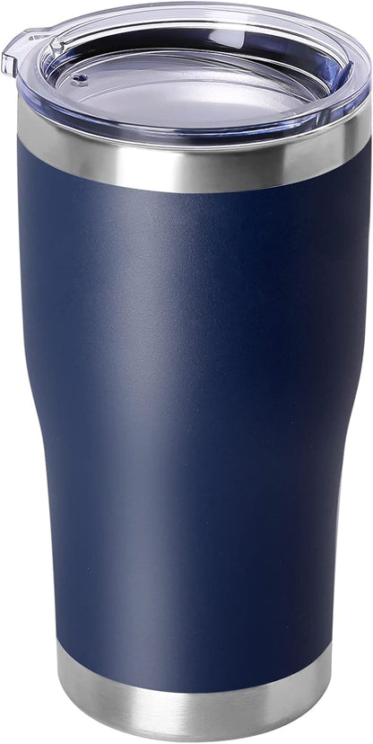 DOMICARE 20oz Tumbler with Lid Stainless Steel Tumblers Bulk, Double Wall Vacuum Insulated Coffee Travel Mug Powder Coated Tumbler, 8 Count (Pack of 1) Navy