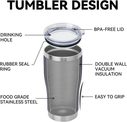 DOMICARE 20oz Tumbler with Lid Stainless Steel Tumblers Bulk, Double Wall Vacuum Insulated Coffee Travel Mug Powder Coated Tumbler, 8 Count (Pack of 1) Navy