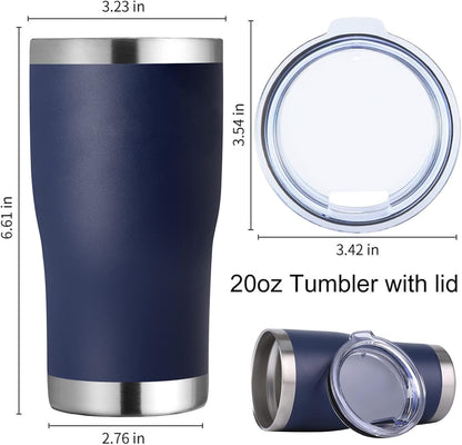 DOMICARE 20oz Tumbler with Lid Stainless Steel Tumblers Bulk, Double Wall Vacuum Insulated Coffee Travel Mug Powder Coated Tumbler, 8 Count (Pack of 1) Navy
