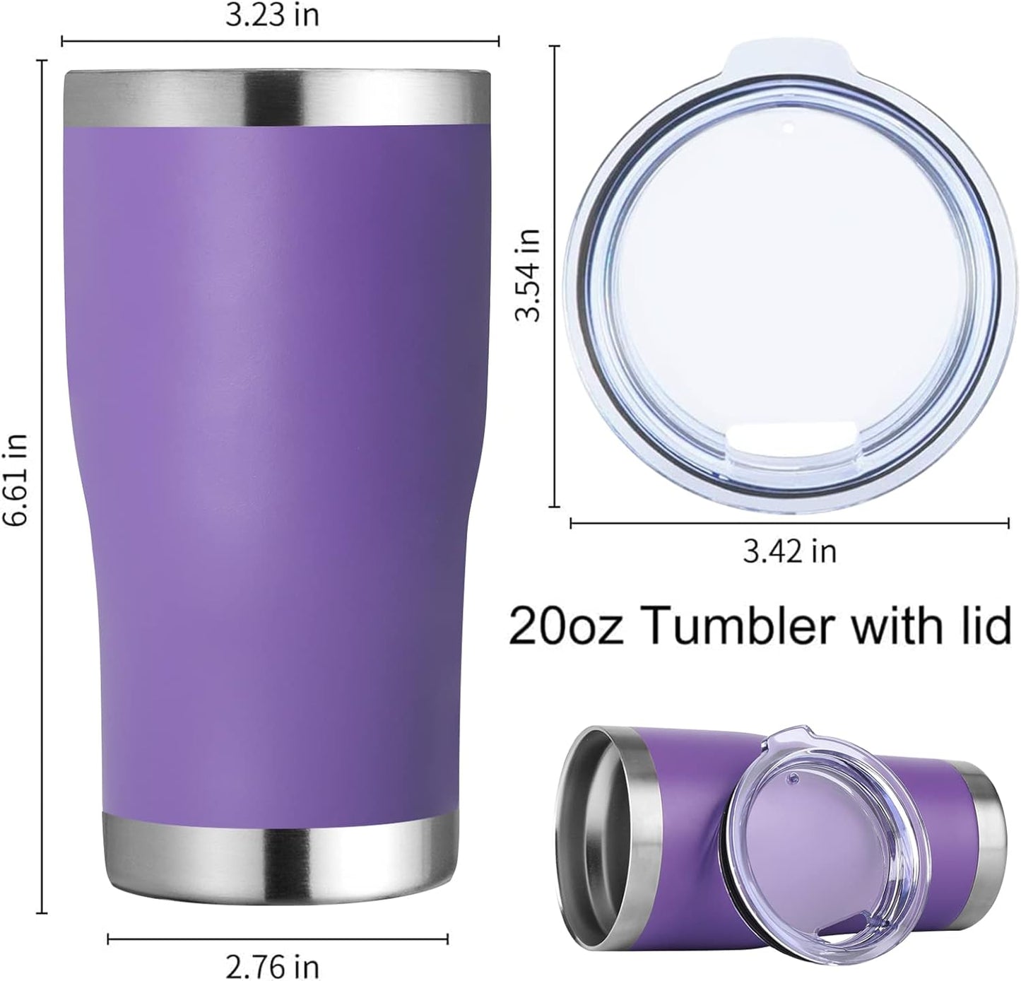 DOMICARE 20oz Tumbler with Lid Stainless Steel Tumblers Bulk, Double Wall Vacuum Insulated Coffee Travel Mug Powder Coated Tumbler, 8 Count (Pack of 1) Navy