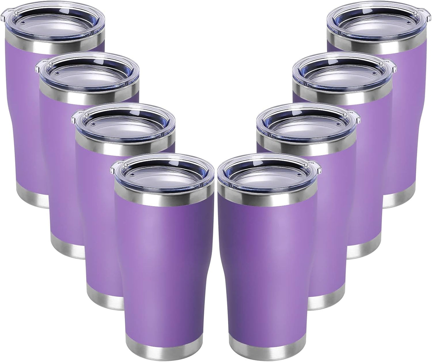 DOMICARE 20oz Tumbler with Lid Stainless Steel Tumblers Bulk, Double Wall Vacuum Insulated Coffee Travel Mug Powder Coated Tumbler, 8 Count (Pack of 1) Navy