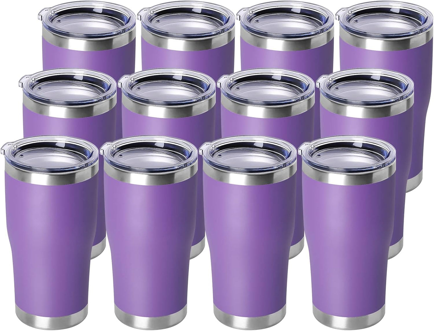 DOMICARE 20oz Tumbler with Lid Stainless Steel Tumblers Bulk, Double Wall Vacuum Insulated Coffee Travel Mug Powder Coated Tumbler, 8 Count (Pack of 1) Navy