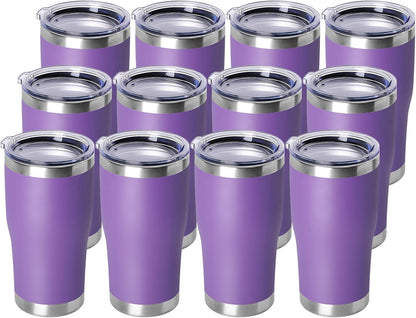 DOMICARE 20oz Tumbler with Lid Stainless Steel Tumblers Bulk, Double Wall Vacuum Insulated Coffee Travel Mug Powder Coated Tumbler, 8 Count (Pack of 1) Navy