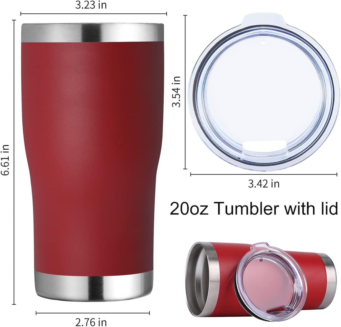 DOMICARE 20oz Tumbler with Lid Stainless Steel Tumblers Bulk, Double Wall Vacuum Insulated Coffee Travel Mug Powder Coated Tumbler, 8 Count (Pack of 1) Navy
