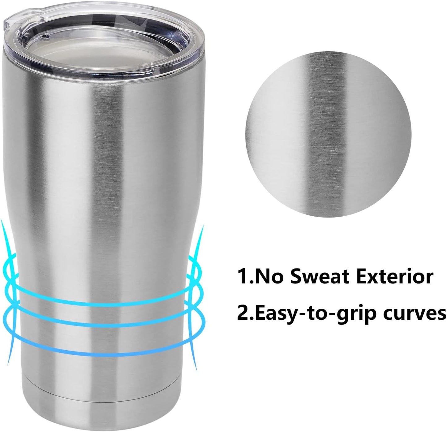 DOMICARE 20oz Tumbler with Lid Stainless Steel Tumblers Bulk, Double Wall Vacuum Insulated Coffee Travel Mug Powder Coated Tumbler, 8 Count (Pack of 1) Navy