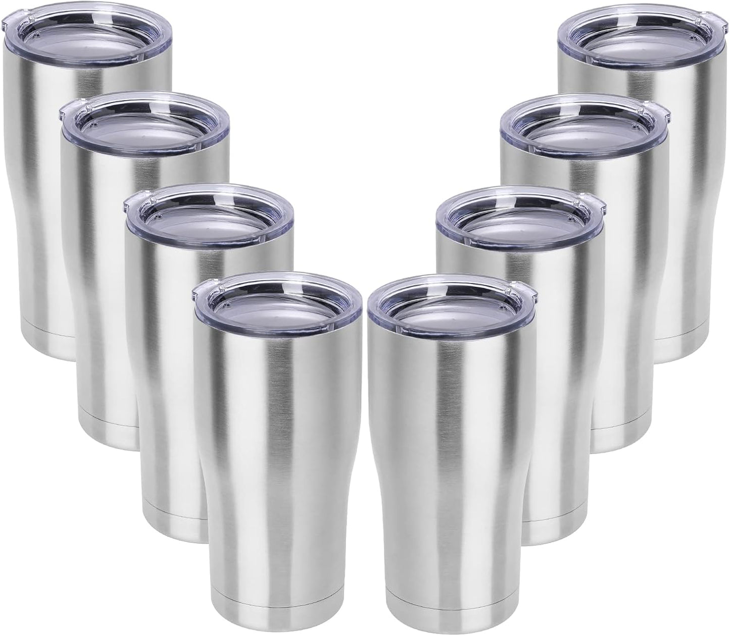 DOMICARE 20oz Tumbler with Lid Stainless Steel Tumblers Bulk, Double Wall Vacuum Insulated Coffee Travel Mug Powder Coated Tumbler, 8 Count (Pack of 1) Navy