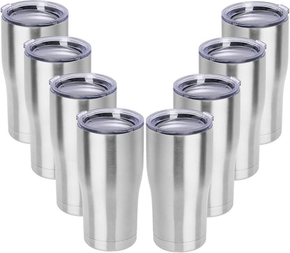 DOMICARE 20oz Tumbler with Lid Stainless Steel Tumblers Bulk, Double Wall Vacuum Insulated Coffee Travel Mug Powder Coated Tumbler, 8 Count (Pack of 1) Navy
