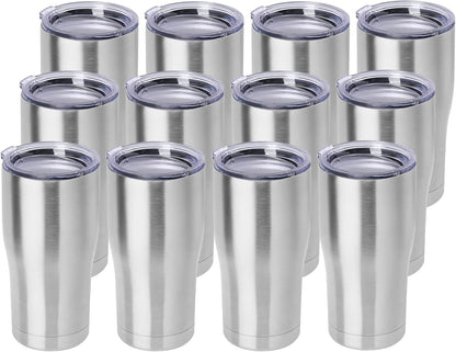 DOMICARE 20oz Tumbler with Lid Stainless Steel Tumblers Bulk, Double Wall Vacuum Insulated Coffee Travel Mug Powder Coated Tumbler, 8 Count (Pack of 1) Navy