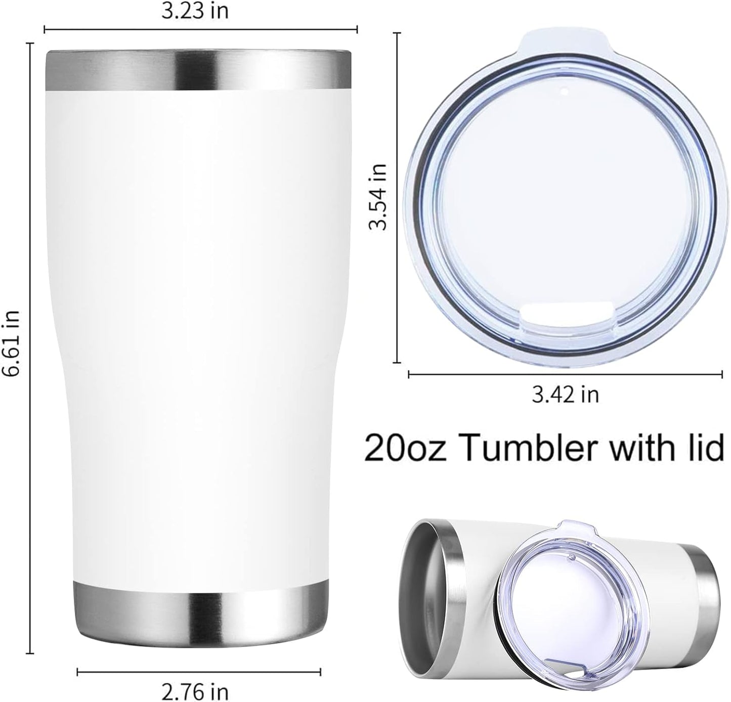 DOMICARE 20oz Tumbler with Lid Stainless Steel Tumblers Bulk, Double Wall Vacuum Insulated Coffee Travel Mug Powder Coated Tumbler, 8 Count (Pack of 1) Navy