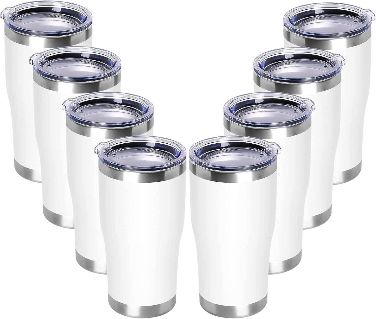 DOMICARE 20oz Tumbler with Lid Stainless Steel Tumblers Bulk, Double Wall Vacuum Insulated Coffee Travel Mug Powder Coated Tumbler, 8 Count (Pack of 1) Navy
