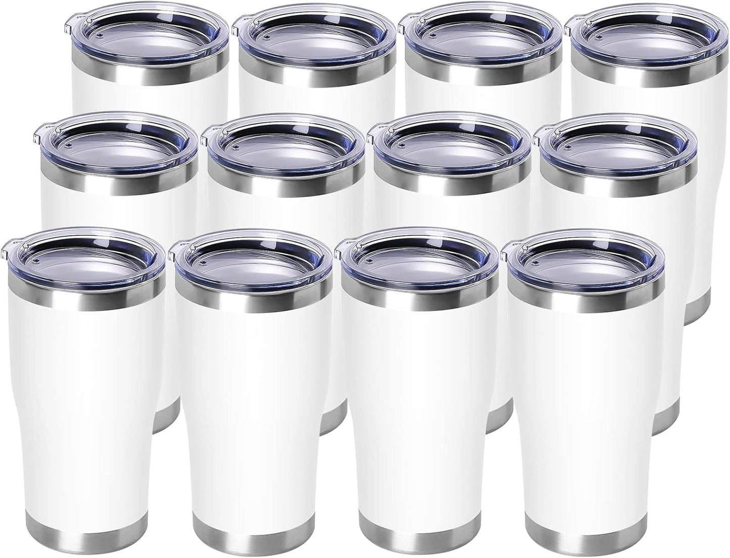 DOMICARE 20oz Tumbler with Lid Stainless Steel Tumblers Bulk, Double Wall Vacuum Insulated Coffee Travel Mug Powder Coated Tumbler, 8 Count (Pack of 1) Navy