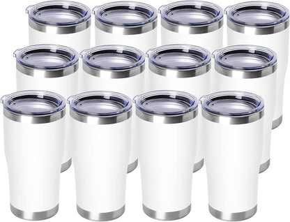 DOMICARE 20oz Tumbler with Lid Stainless Steel Tumblers Bulk, Double Wall Vacuum Insulated Coffee Travel Mug Powder Coated Tumbler, 8 Count (Pack of 1) Navy