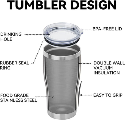 DOMICARE 20oz Tumbler with Lid Stainless Steel Tumblers Bulk, Double Wall Vacuum Insulated Coffee Travel Mug Powder Coated Tumbler, 8 Count (Pack of 1) Navy