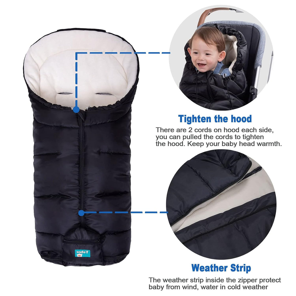 Toddler Warm Stroller Bunting Bag, Winter Waterproof Windproof Stroller Blanket, Protact Baby from Cold Weather Footmuff for Stroller