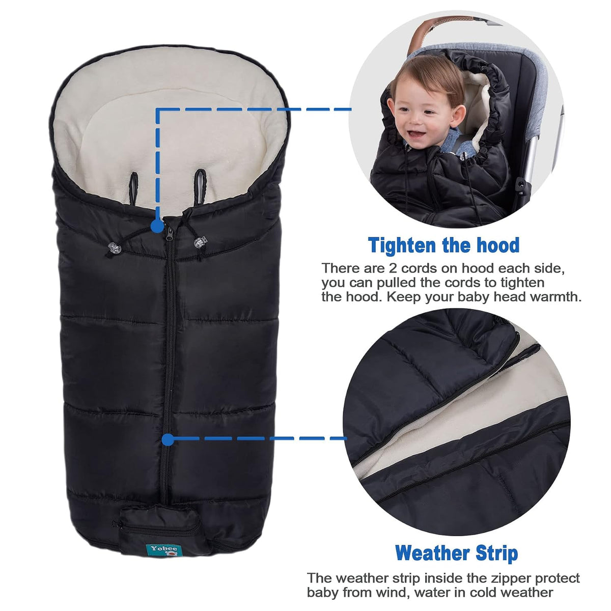 Toddler Warm Stroller Bunting Bag, Winter Waterproof Windproof Stroller Blanket, Protact Baby from Cold Weather Footmuff for Stroller