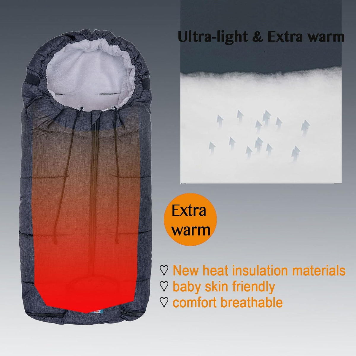 Toddler Warm Stroller Bunting Bag, Winter Waterproof Windproof Stroller Blanket, Protact Baby from Cold Weather Footmuff for Stroller