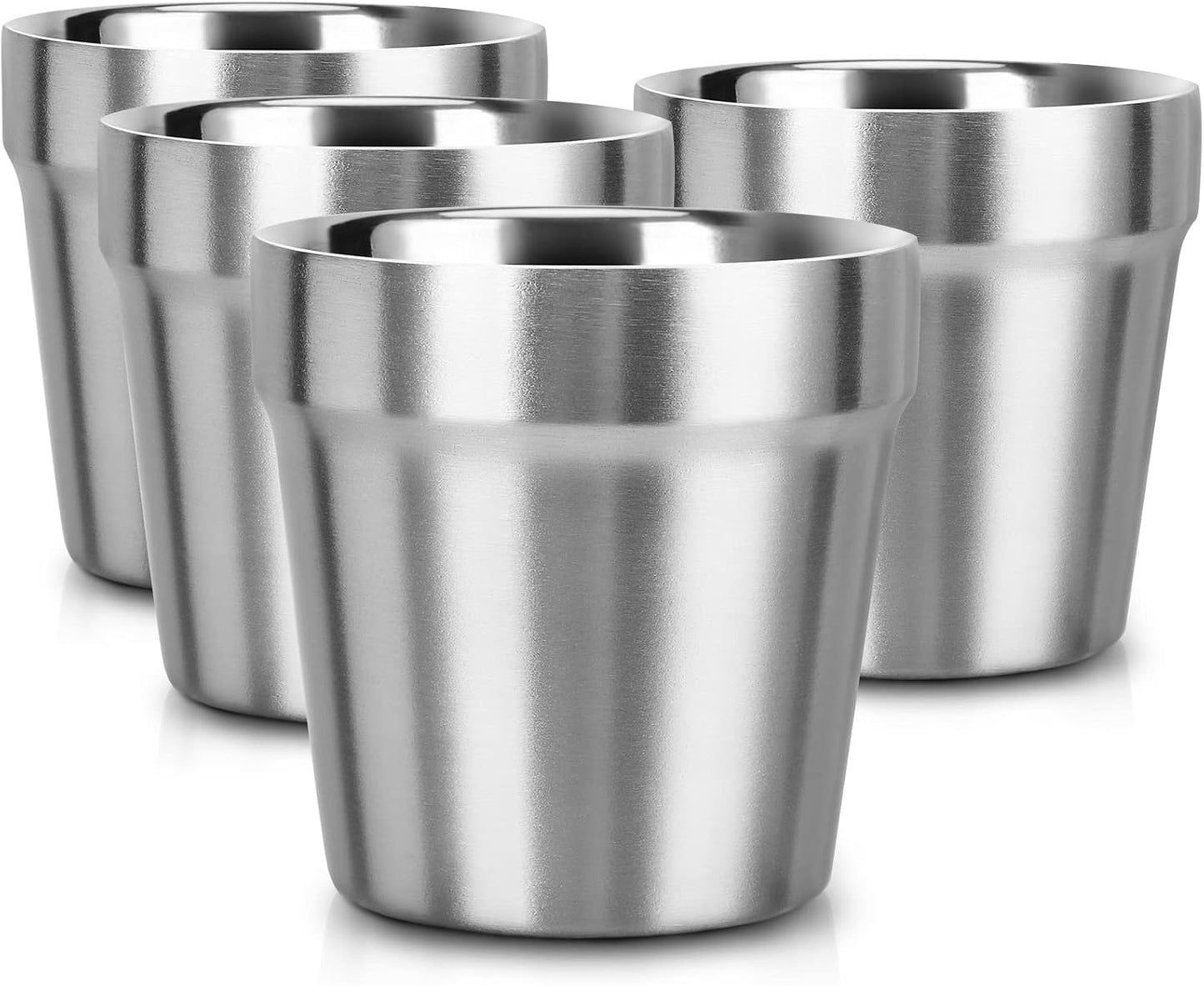Stainless Steel Cups 16 oz, 4 Pack Stainless Steel Tumbler Stackable Double Wall Vacuum Insulated Metal Drinking Glasses for Home Restaurant Ofiice Party Camping