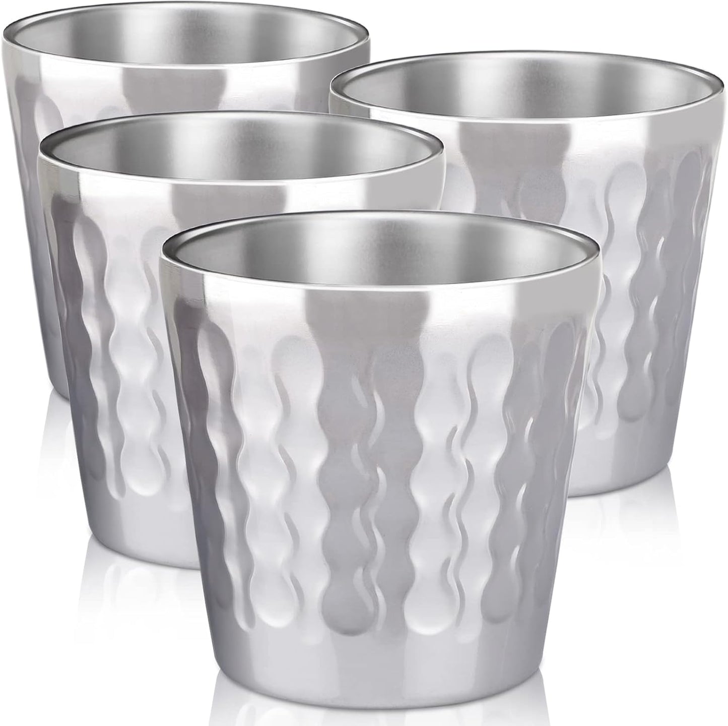 Stainless Steel Cups 16 oz, 4 Pack Stainless Steel Tumbler Stackable Double Wall Vacuum Insulated Metal Drinking Glasses for Home Restaurant Ofiice Party Camping