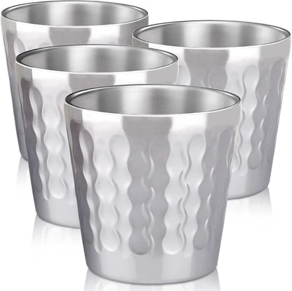 Stainless Steel Cups 16 oz, 4 Pack Stainless Steel Tumbler Stackable Double Wall Vacuum Insulated Metal Drinking Glasses for Home Restaurant Ofiice Party Camping