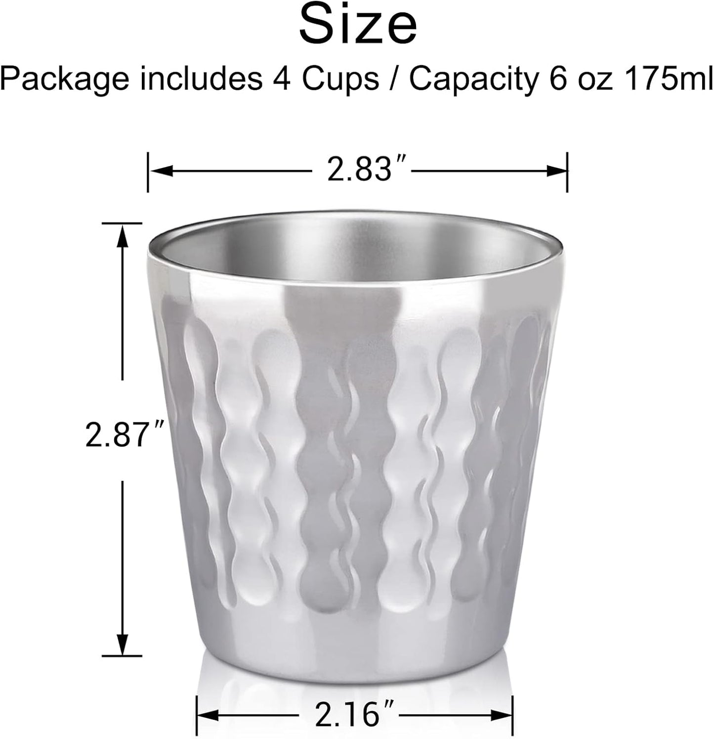 Stainless Steel Cups 16 oz, 4 Pack Stainless Steel Tumbler Stackable Double Wall Vacuum Insulated Metal Drinking Glasses for Home Restaurant Ofiice Party Camping