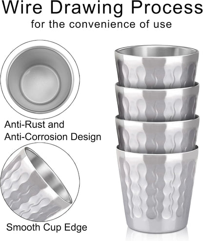 Stainless Steel Cups 16 oz, 4 Pack Stainless Steel Tumbler Stackable Double Wall Vacuum Insulated Metal Drinking Glasses for Home Restaurant Ofiice Party Camping