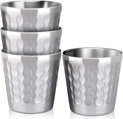 Stainless Steel Cups 16 oz, 4 Pack Stainless Steel Tumbler Stackable Double Wall Vacuum Insulated Metal Drinking Glasses for Home Restaurant Ofiice Party Camping