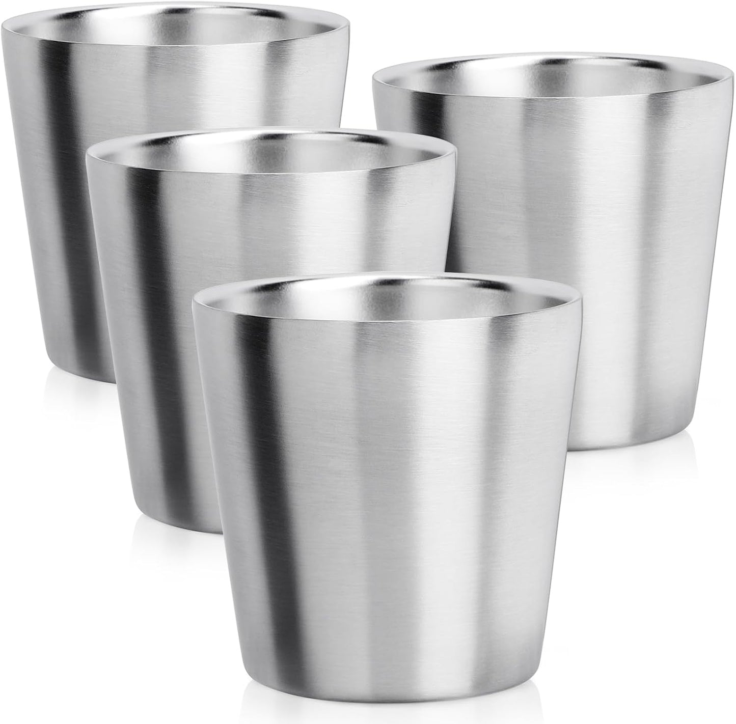Stainless Steel Cups 16 oz, 4 Pack Stainless Steel Tumbler Stackable Double Wall Vacuum Insulated Metal Drinking Glasses for Home Restaurant Ofiice Party Camping
