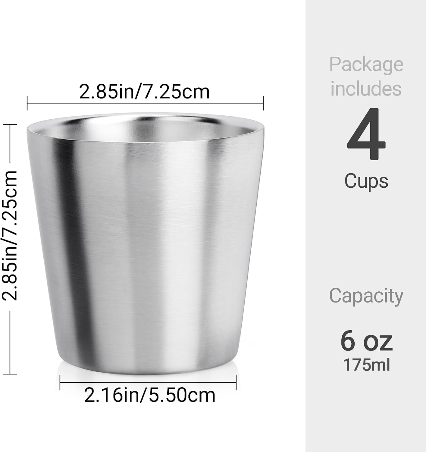Stainless Steel Cups 16 oz, 4 Pack Stainless Steel Tumbler Stackable Double Wall Vacuum Insulated Metal Drinking Glasses for Home Restaurant Ofiice Party Camping