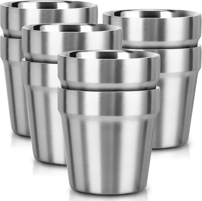 Stainless Steel Cups 16 oz, 4 Pack Stainless Steel Tumbler Stackable Double Wall Vacuum Insulated Metal Drinking Glasses for Home Restaurant Ofiice Party Camping