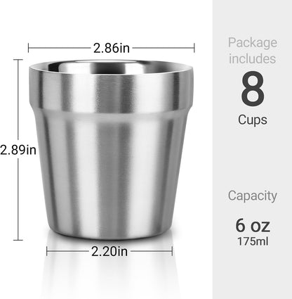 Stainless Steel Cups 16 oz, 4 Pack Stainless Steel Tumbler Stackable Double Wall Vacuum Insulated Metal Drinking Glasses for Home Restaurant Ofiice Party Camping