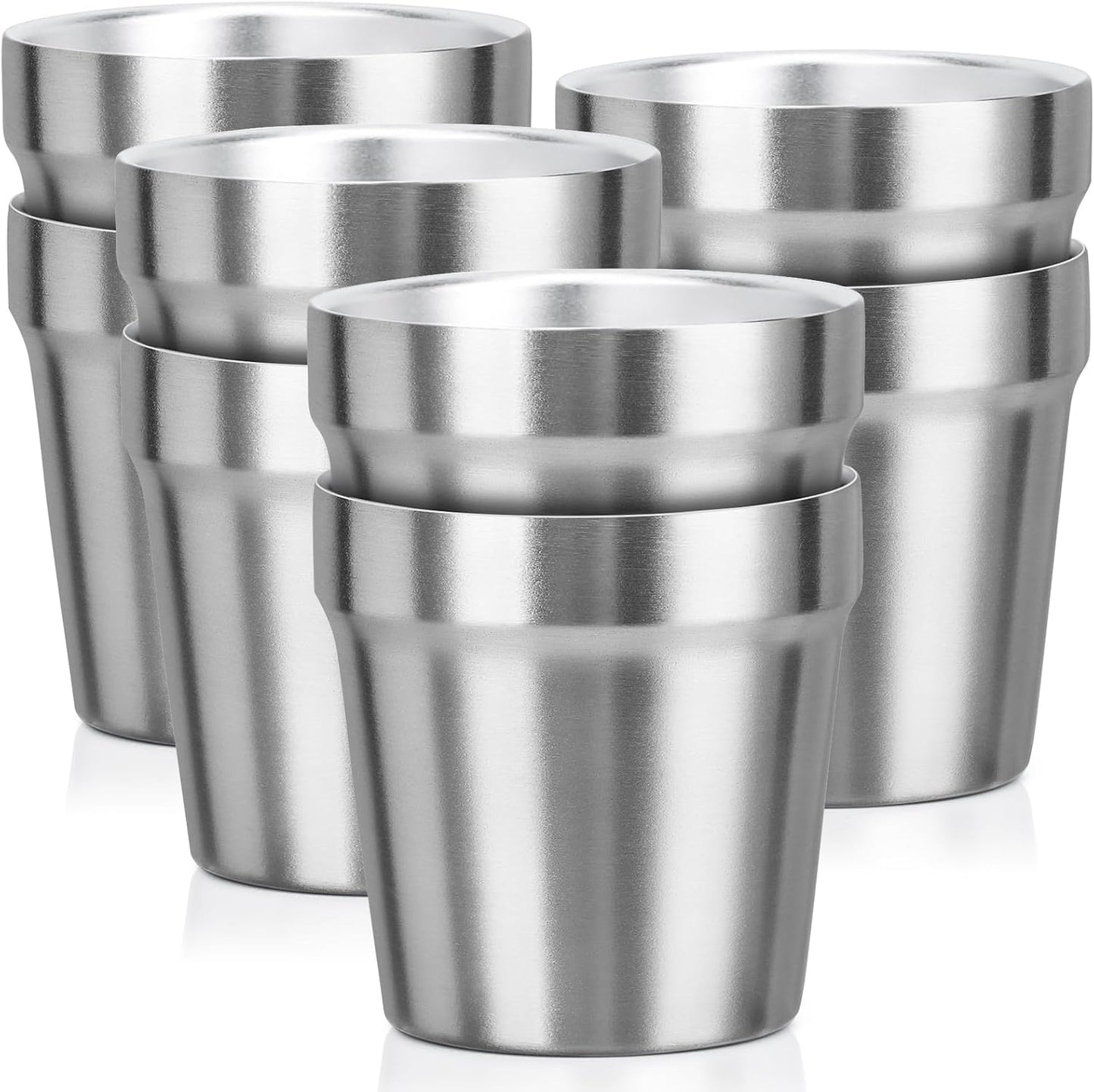 Stainless Steel Cups 16 oz, 4 Pack Stainless Steel Tumbler Stackable Double Wall Vacuum Insulated Metal Drinking Glasses for Home Restaurant Ofiice Party Camping