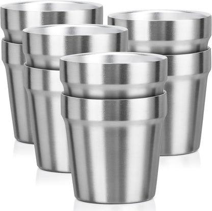 Stainless Steel Cups 16 oz, 4 Pack Stainless Steel Tumbler Stackable Double Wall Vacuum Insulated Metal Drinking Glasses for Home Restaurant Ofiice Party Camping