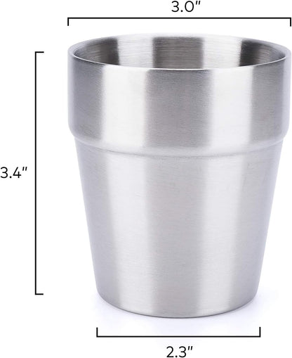 Stainless Steel Cups 16 oz, 4 Pack Stainless Steel Tumbler Stackable Double Wall Vacuum Insulated Metal Drinking Glasses for Home Restaurant Ofiice Party Camping
