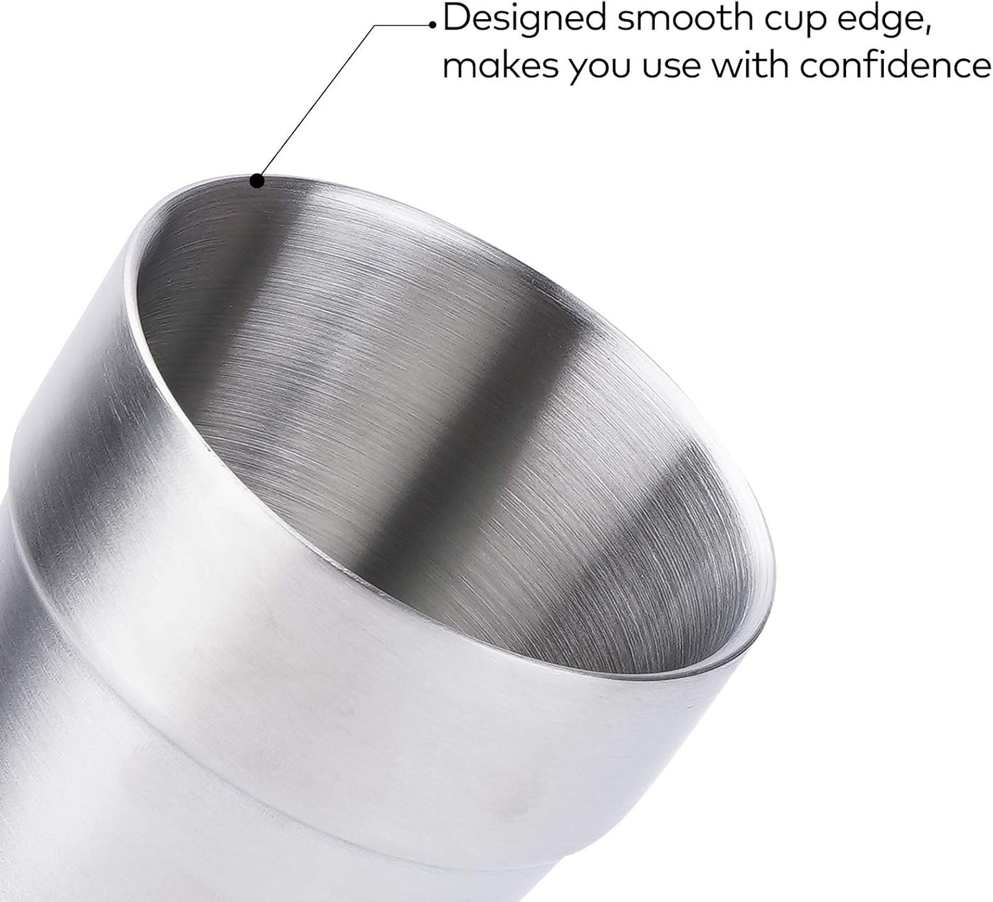 Stainless Steel Cups 16 oz, 4 Pack Stainless Steel Tumbler Stackable Double Wall Vacuum Insulated Metal Drinking Glasses for Home Restaurant Ofiice Party Camping