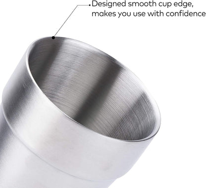 Stainless Steel Cups 16 oz, 4 Pack Stainless Steel Tumbler Stackable Double Wall Vacuum Insulated Metal Drinking Glasses for Home Restaurant Ofiice Party Camping