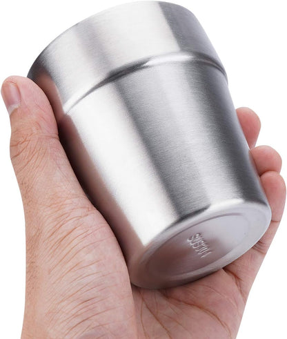Stainless Steel Cups 16 oz, 4 Pack Stainless Steel Tumbler Stackable Double Wall Vacuum Insulated Metal Drinking Glasses for Home Restaurant Ofiice Party Camping