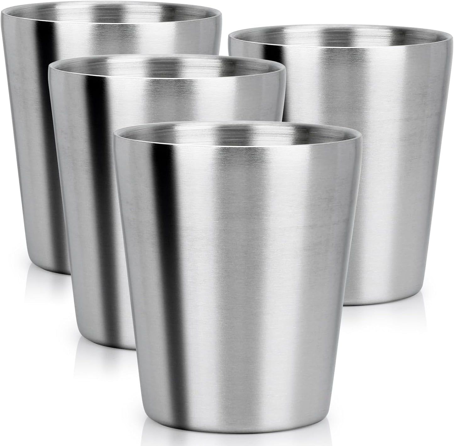 Stainless Steel Cups 16 oz, 4 Pack Stainless Steel Tumbler Stackable Double Wall Vacuum Insulated Metal Drinking Glasses for Home Restaurant Ofiice Party Camping