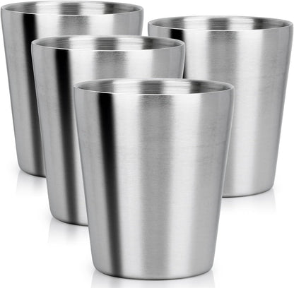 Stainless Steel Cups 16 oz, 4 Pack Stainless Steel Tumbler Stackable Double Wall Vacuum Insulated Metal Drinking Glasses for Home Restaurant Ofiice Party Camping