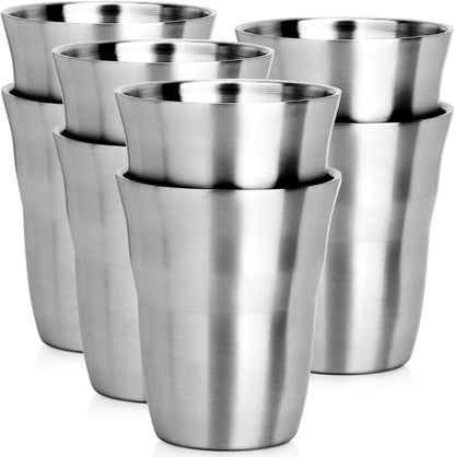 Stainless Steel Cups 16 oz, 4 Pack Stainless Steel Tumbler Stackable Double Wall Vacuum Insulated Metal Drinking Glasses for Home Restaurant Ofiice Party Camping