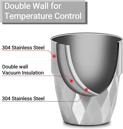 Stainless Steel Cups 16 oz, 4 Pack Stainless Steel Tumbler Stackable Double Wall Vacuum Insulated Metal Drinking Glasses for Home Restaurant Ofiice Party Camping