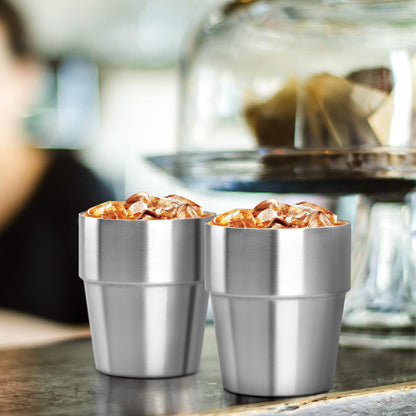 Stainless Steel Cups 16 oz, 4 Pack Stainless Steel Tumbler Stackable Double Wall Vacuum Insulated Metal Drinking Glasses for Home Restaurant Ofiice Party Camping
