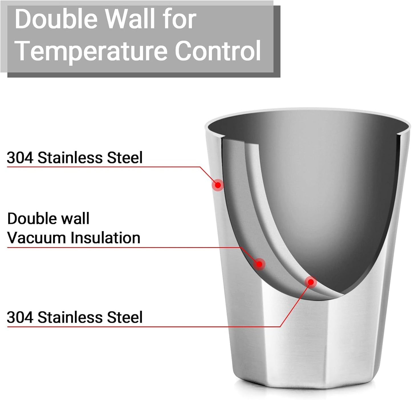 Stainless Steel Cups 16 oz, 4 Pack Stainless Steel Tumbler Stackable Double Wall Vacuum Insulated Metal Drinking Glasses for Home Restaurant Ofiice Party Camping