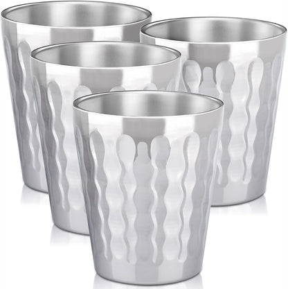 Stainless Steel Cups 16 oz, 4 Pack Stainless Steel Tumbler Stackable Double Wall Vacuum Insulated Metal Drinking Glasses for Home Restaurant Ofiice Party Camping