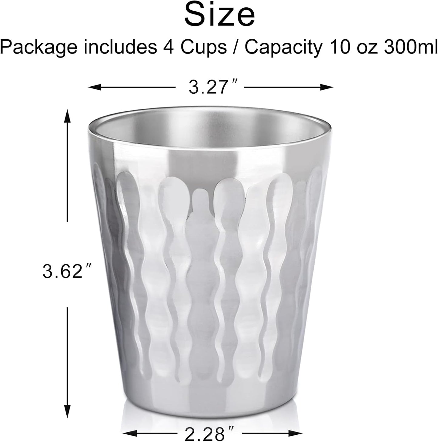 Stainless Steel Cups 16 oz, 4 Pack Stainless Steel Tumbler Stackable Double Wall Vacuum Insulated Metal Drinking Glasses for Home Restaurant Ofiice Party Camping