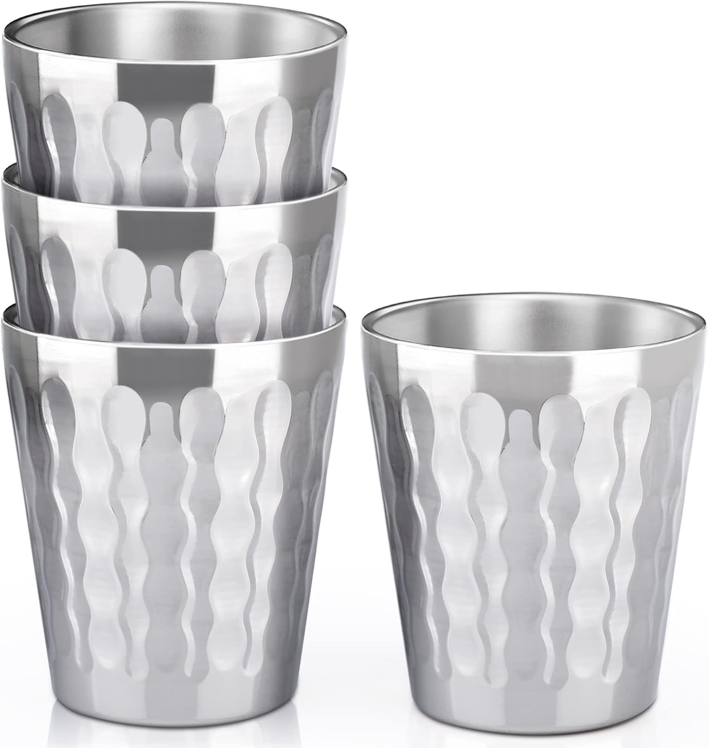 Stainless Steel Cups 16 oz, 4 Pack Stainless Steel Tumbler Stackable Double Wall Vacuum Insulated Metal Drinking Glasses for Home Restaurant Ofiice Party Camping