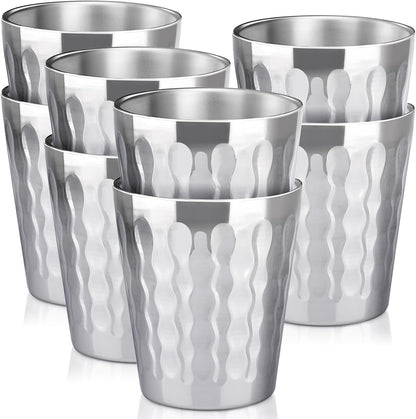 Stainless Steel Cups 16 oz, 4 Pack Stainless Steel Tumbler Stackable Double Wall Vacuum Insulated Metal Drinking Glasses for Home Restaurant Ofiice Party Camping