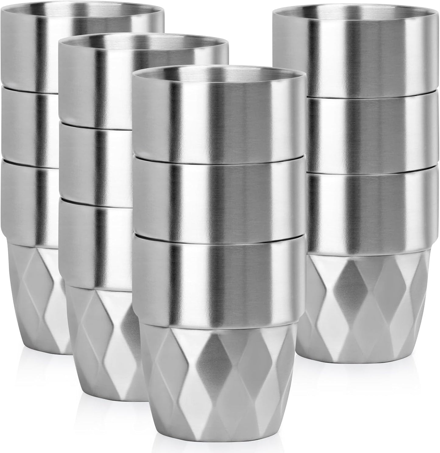 Stainless Steel Cups 16 oz, 4 Pack Stainless Steel Tumbler Stackable Double Wall Vacuum Insulated Metal Drinking Glasses for Home Restaurant Ofiice Party Camping