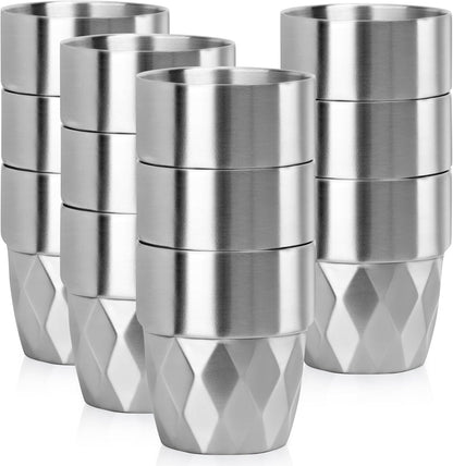 Stainless Steel Cups 16 oz, 4 Pack Stainless Steel Tumbler Stackable Double Wall Vacuum Insulated Metal Drinking Glasses for Home Restaurant Ofiice Party Camping